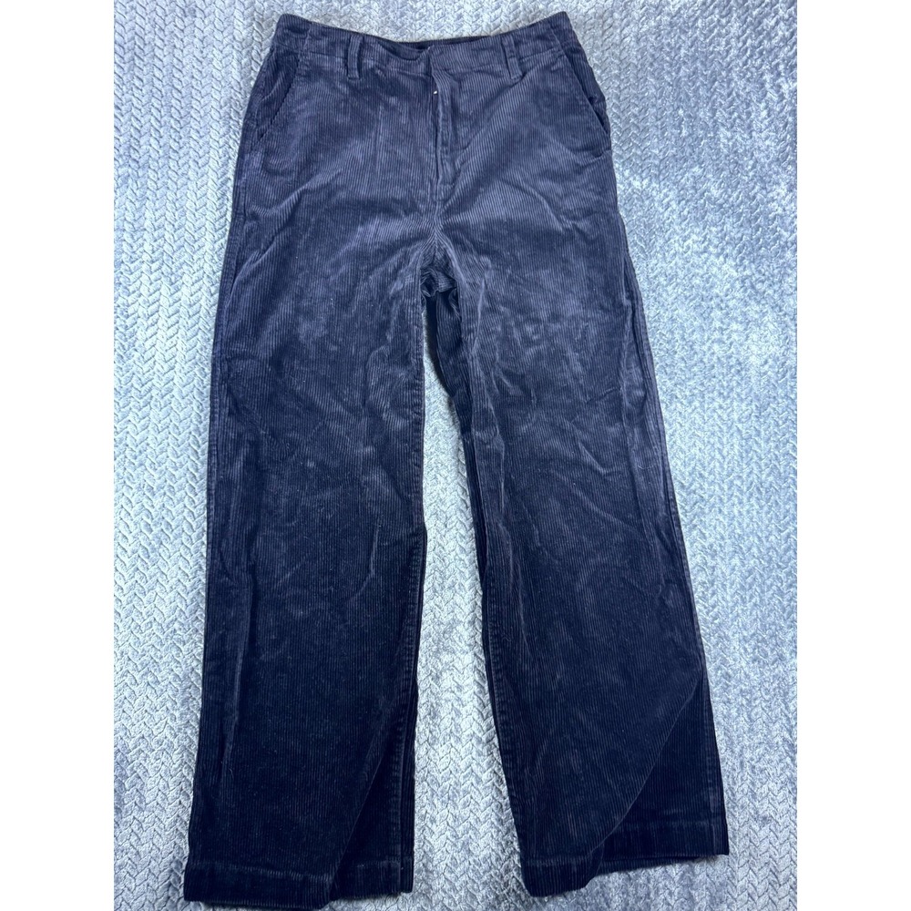 Gap Corduroy Pants Womens 6 Black Cotton Stretch High Rise Flat Front Wide Leg